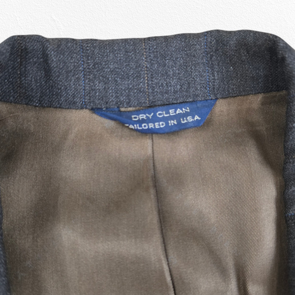 Vintage 80s Geoffrey Beene Gray Wool Pinstripe Suit USA Made Blazer Set Size 40R - Picture 6 of 12